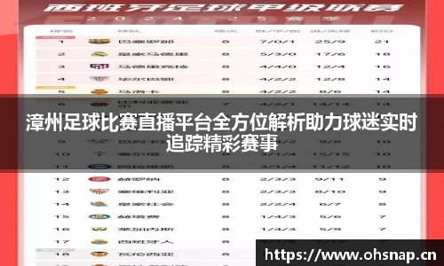 漳州足球比赛直播平台全方位解析助力球迷实时追踪精彩赛事